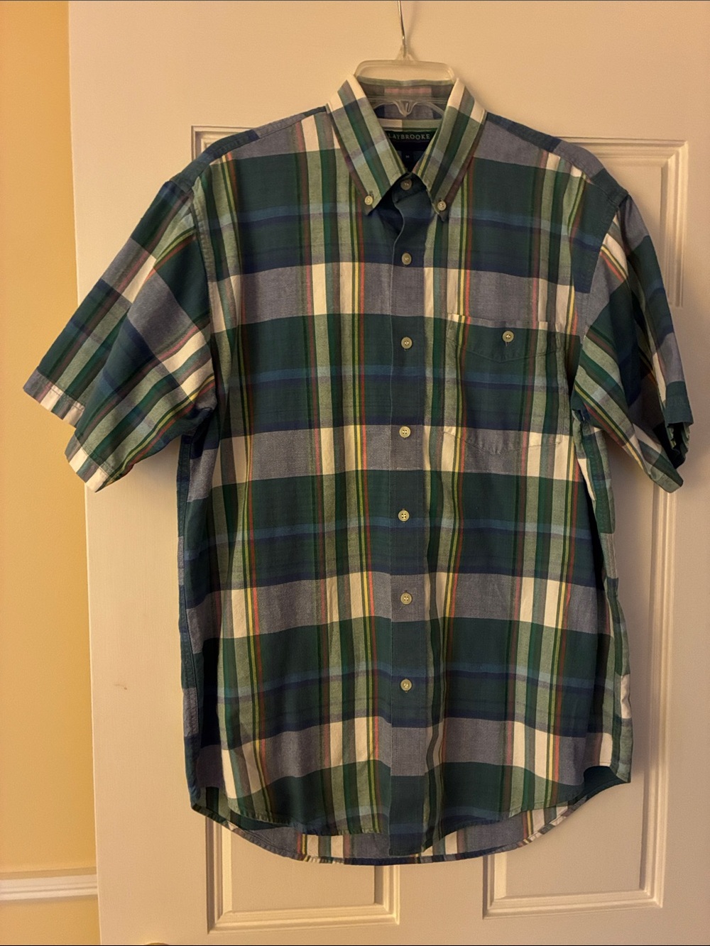 Clay Brooke Green Plaid Short-Sleeve Button-Down Shirt
